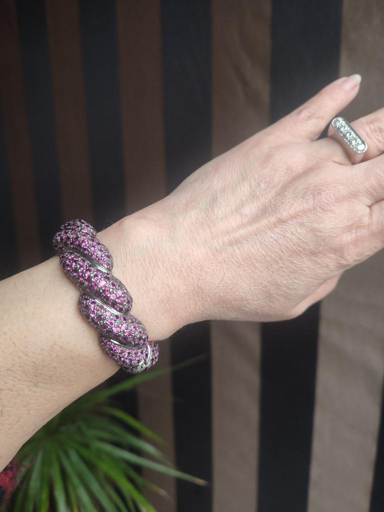 Massieve design armband met amethisten,  Denemarken, Ophalen of Verzenden, Zo goed als nieuw, Met edelsteen, Zilver