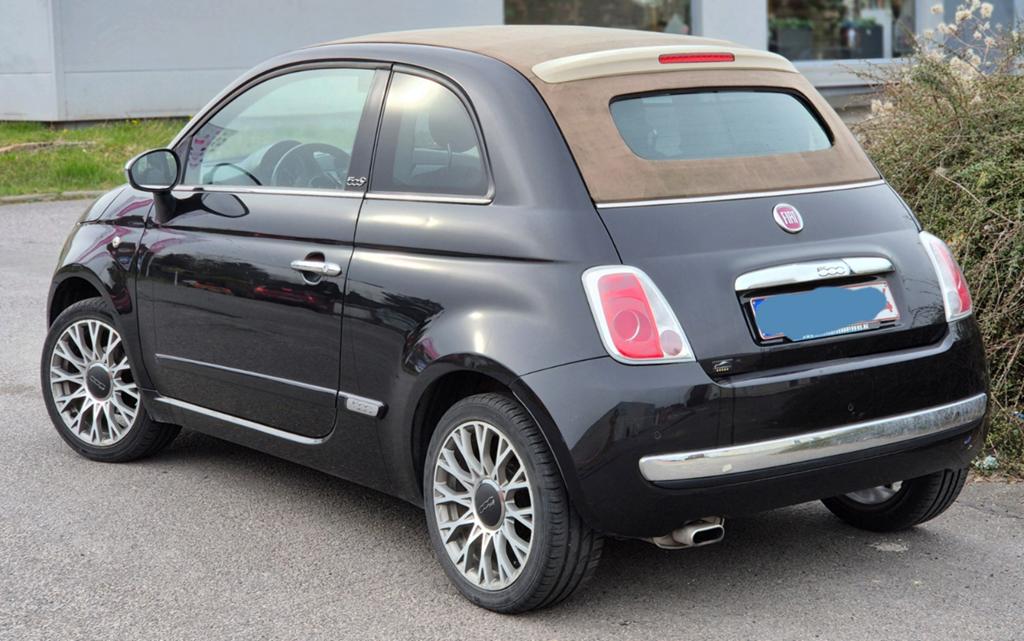 Fiat 500 cabrio 12ess an2014 cuir rouge 170mkm 4700€, Auto's, Fiat, Euro 5, Cabriolet, Zwart, Leder