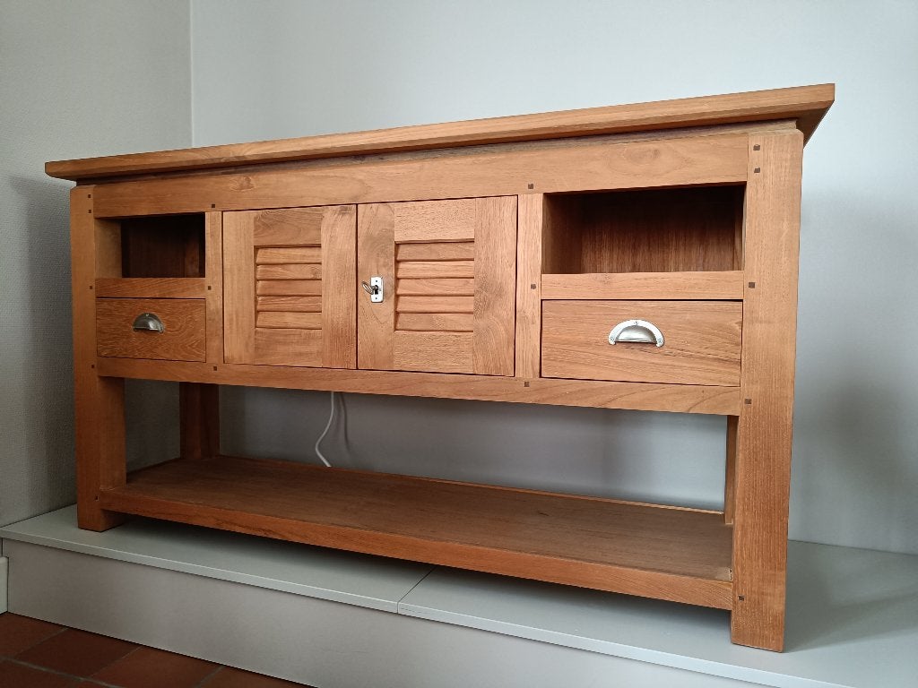 Volle teak side table, Ophalen, Gebruikt, 100 tot 150 cm, Teakhout