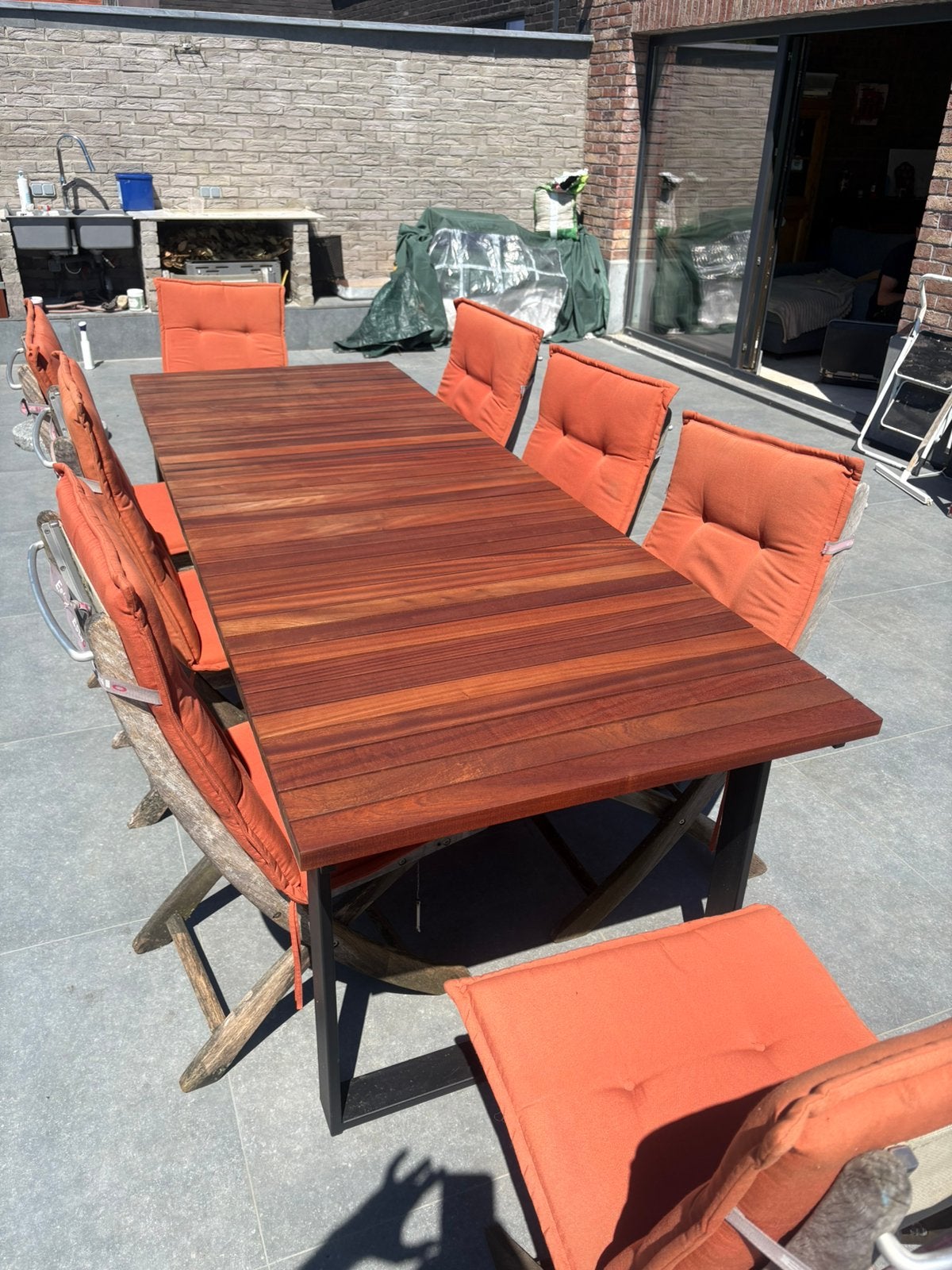 Table en bois exotique 250x90, Enlèvement ou Envoi, Bois