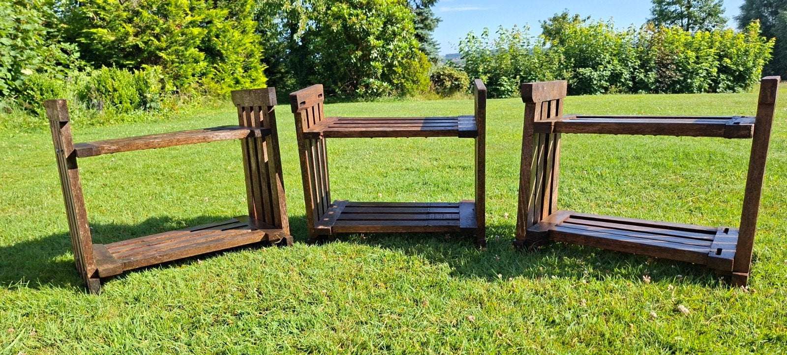 3 supports à plantes en teck, Enlèvement