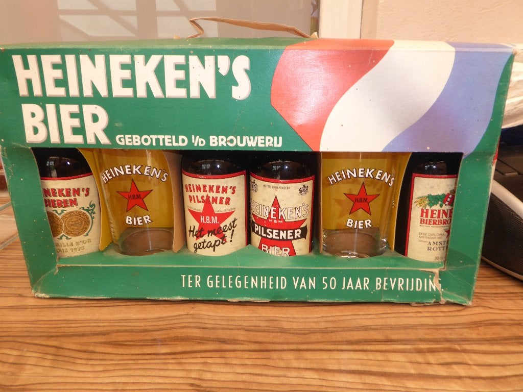 heineken's bier coffret 50 ans ,heineken bier émaille, Collections, Enlèvement ou Envoi, Utilisé, Verre ou Verres, Heineken