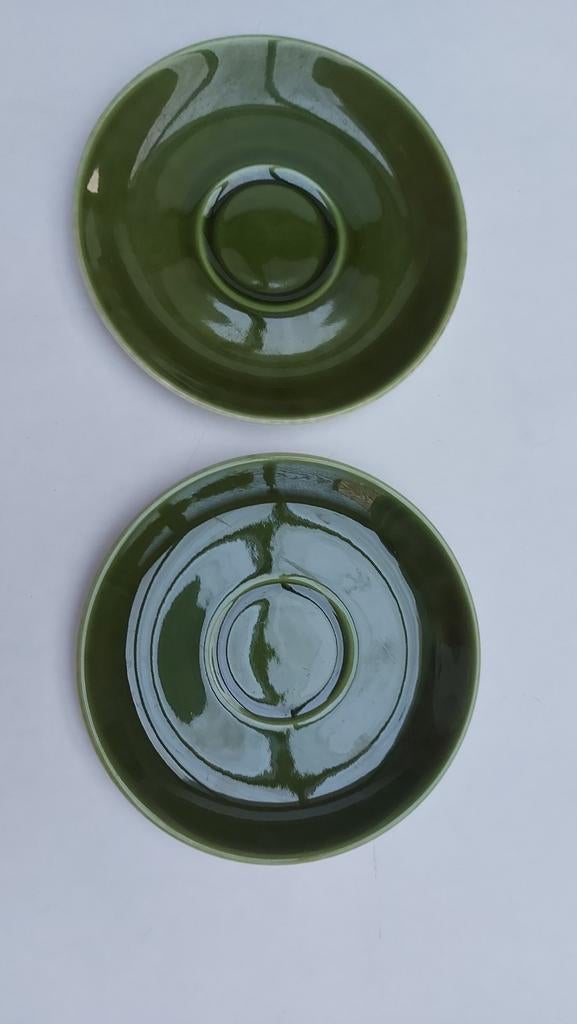 2 tasses à café | Bosch La Louvière Belgium vert olive en pa, Enlèvement ou Envoi