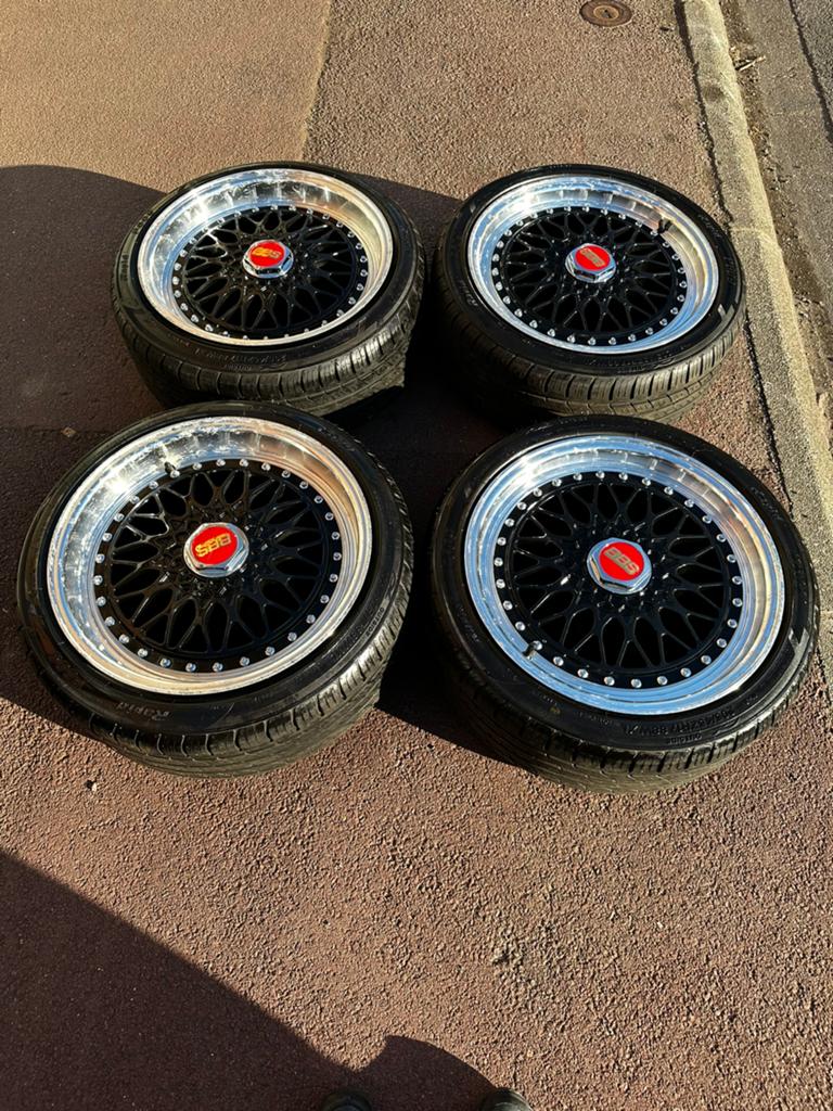Jantes style BBS RM RS 7,5 - 8,5 x 17" 4x100 - 4x108 + pneus, Autos : Pièces & Accessoires, Pneus & Jantes, Pneus et Jantes, Véhicule de tourisme