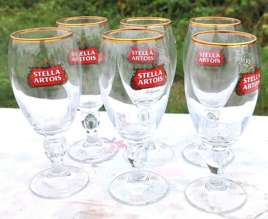 6 verres a bière sur pied stella artois 25 cl neuf, Verzamelen, Ophalen of Verzenden, Nieuw, Glas of Glazen, Stella Artois