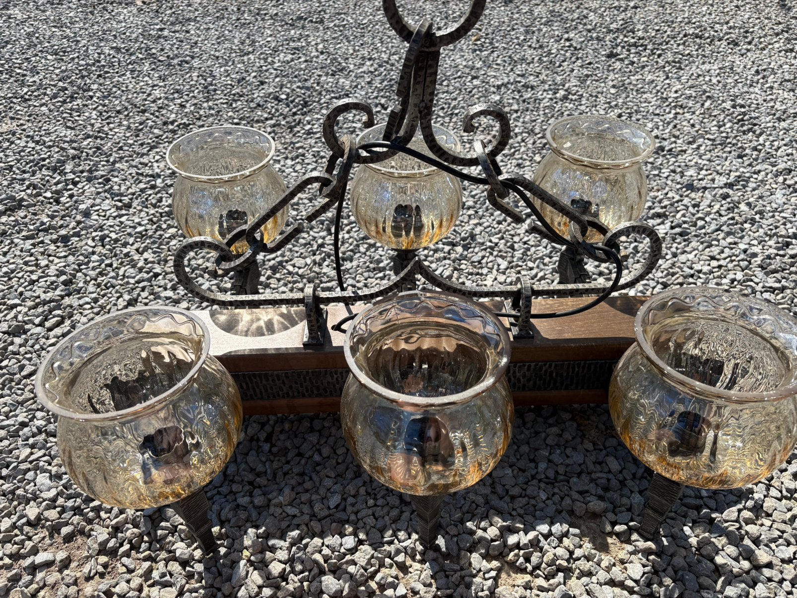Lustre en chêne massif, Ophalen, Gebruikt, Glas
