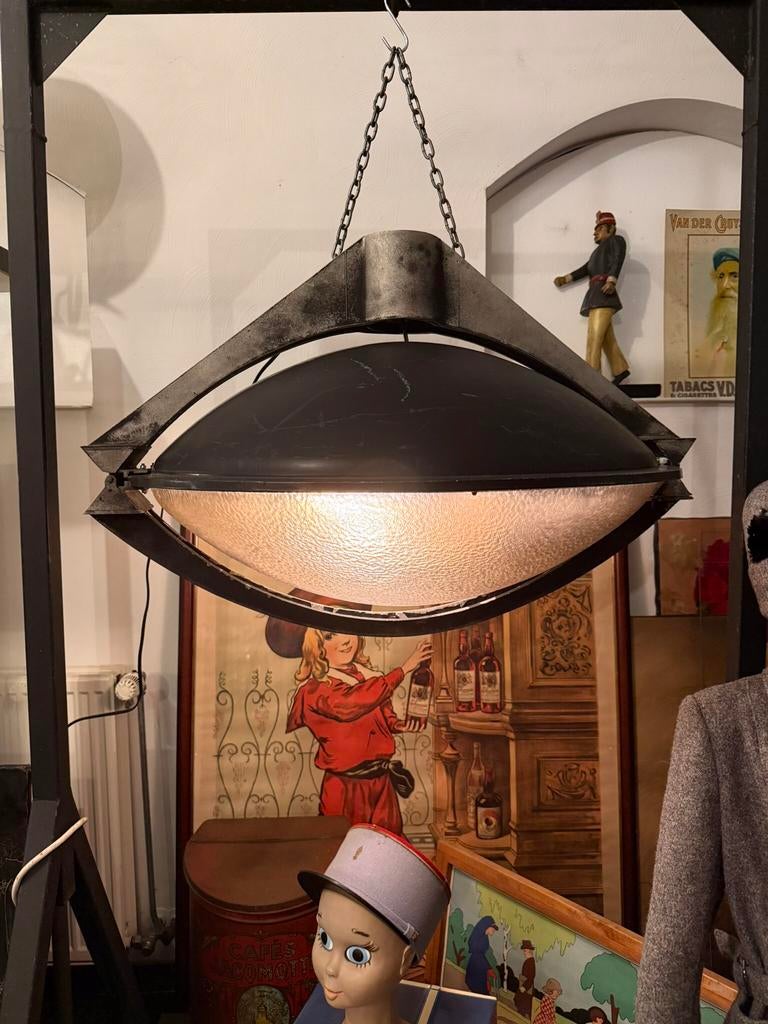 Grote Vintage Industriële UFO hanglamp - 1960s, Ophalen