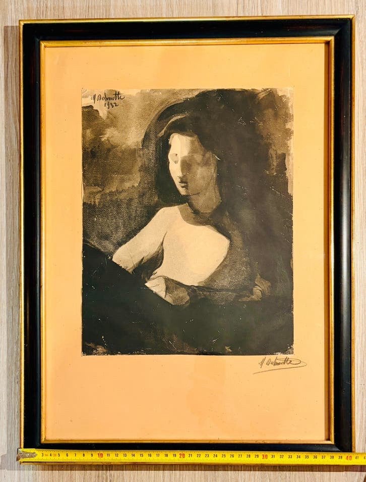 Marcel Delmotte, Belge - Tableau d'une femme, 1932. 53.5 cm, Enlèvement