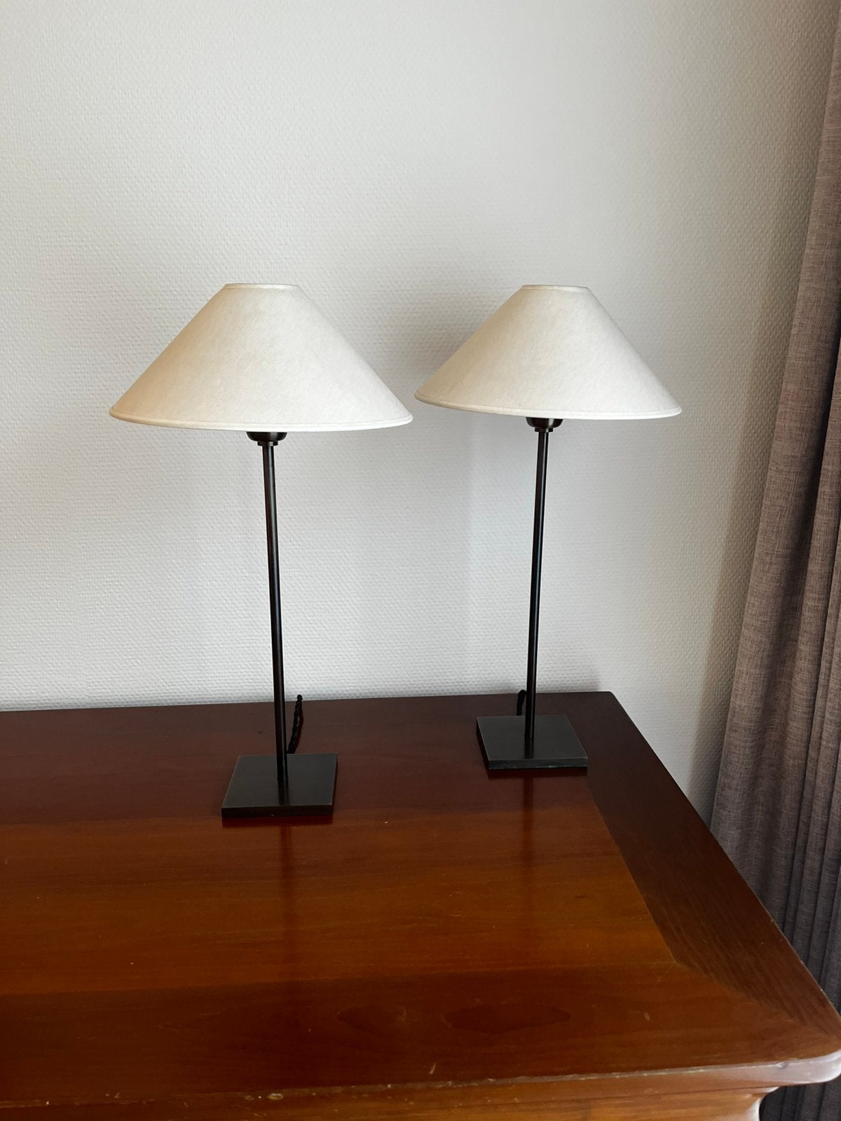 2 tafellampen met beige lampenkap, Beige, Ophalen, Gebruikt, 47 cm