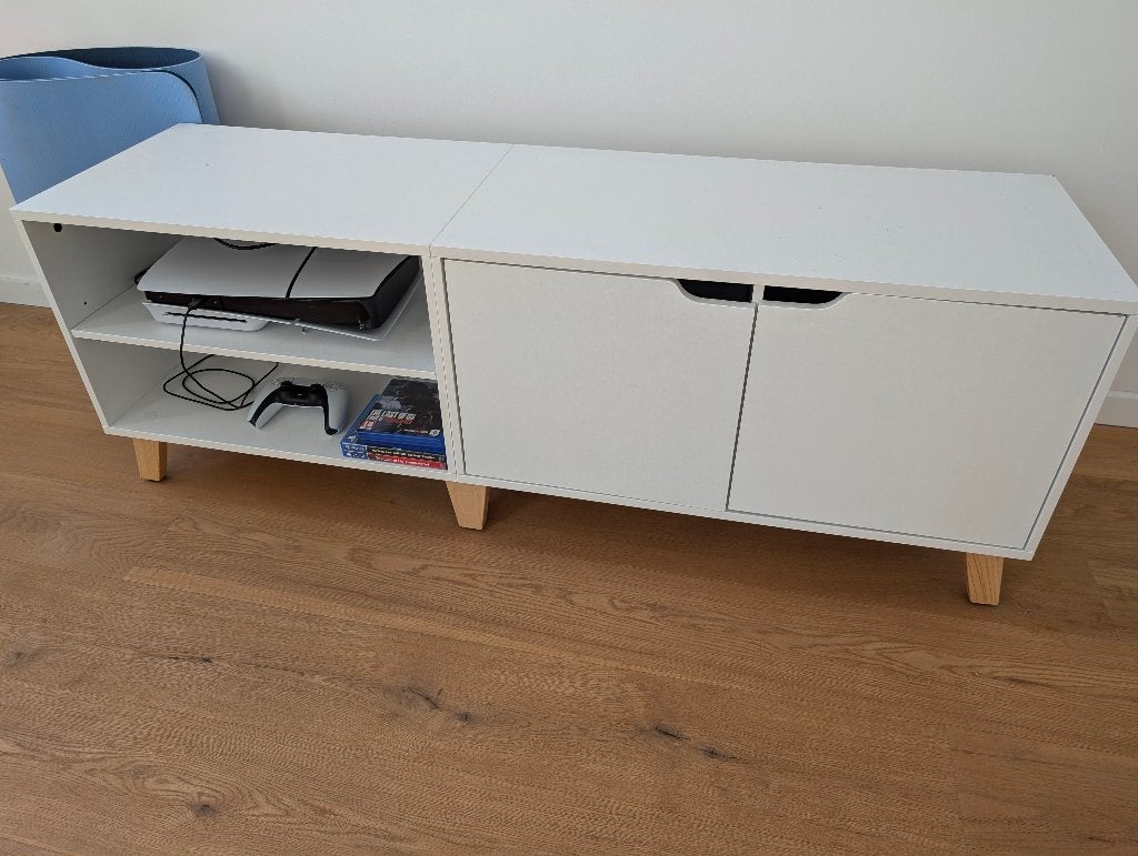 Meuble TV en bois blanc, 25 à 50 cm, Enlèvement ou Envoi, Moins de 100 cm, Comme neuf