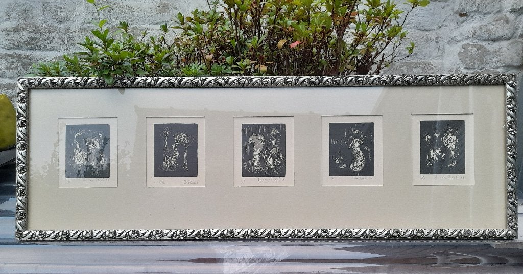 5 linogravures, Rémi van Praet, 1993, Numéroté, Linogravure, Abstrait, Enlèvement