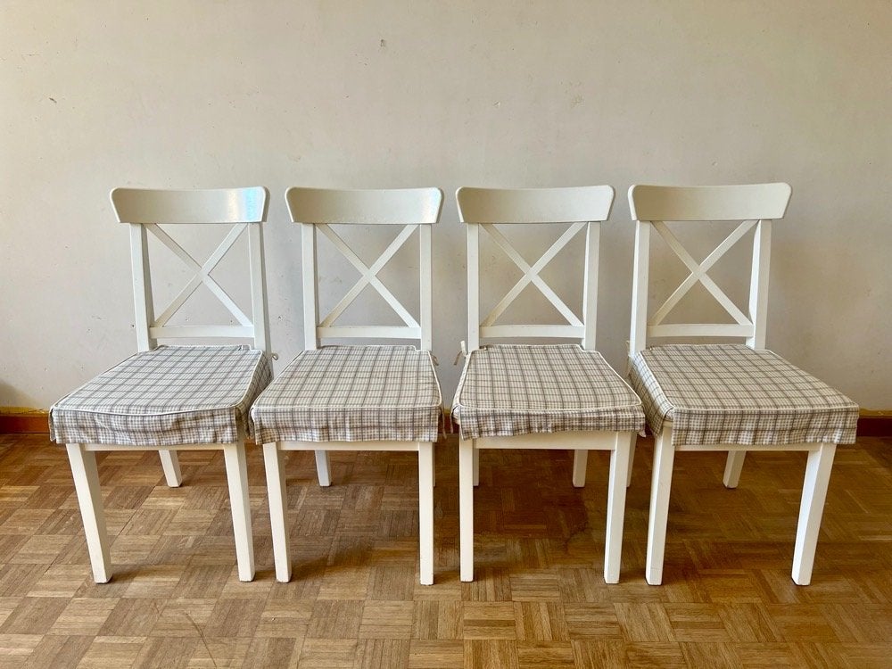 4 witte stoelen voor keuken, Huis en Inrichting, Ophalen, Gebruikt, Wit, Vier