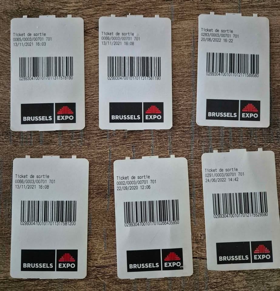 6 Tickets de parking pour zone Brussels Expo - Laeken, Enlèvement ou Envoi