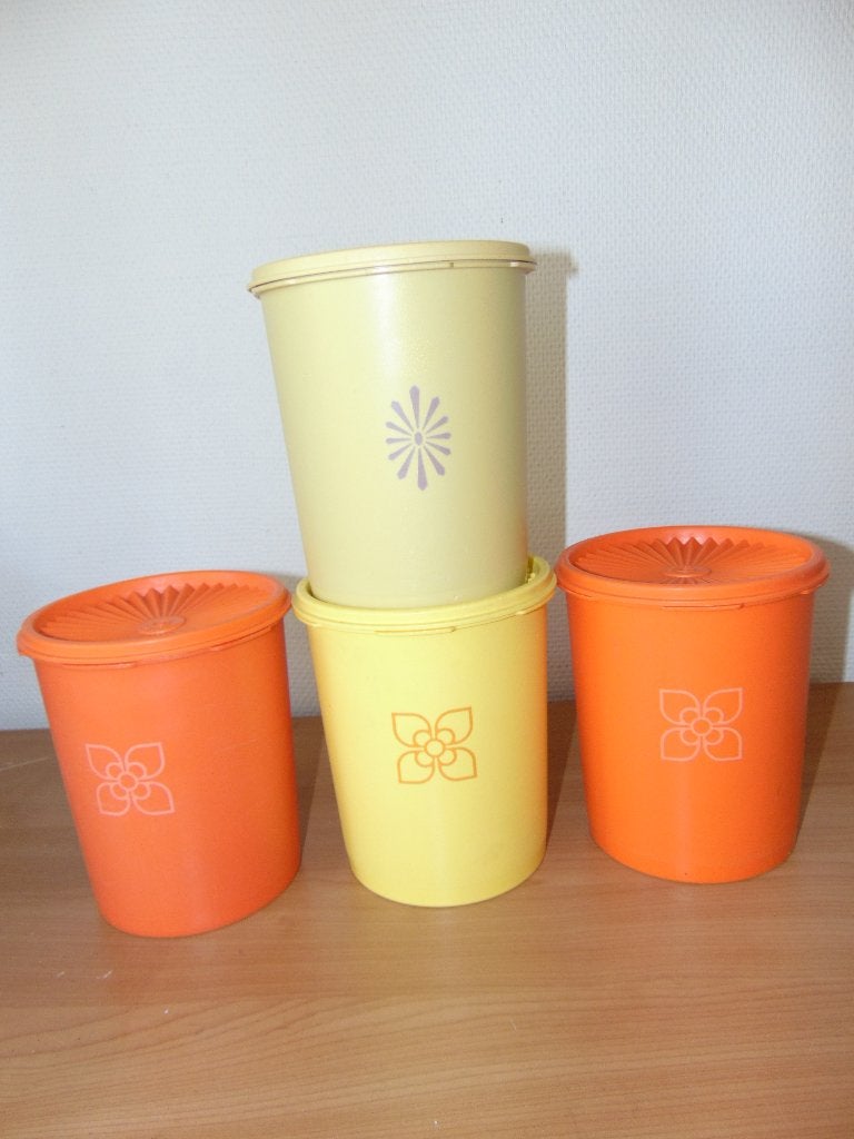 Retro Tupperware potten met zonnedeksel, Ophalen of Verzenden, Huis en Inrichting