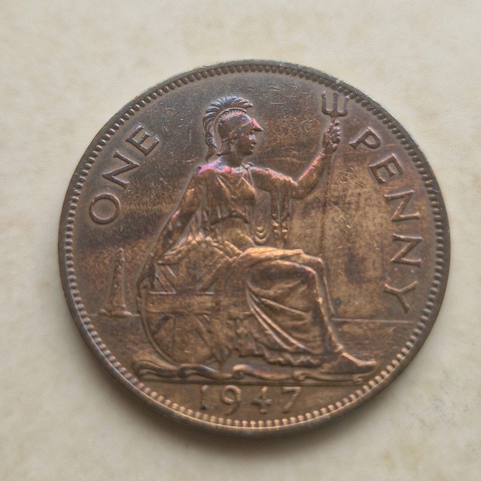 1947 United Kingdom , One Penny coin, Ophalen of Verzenden