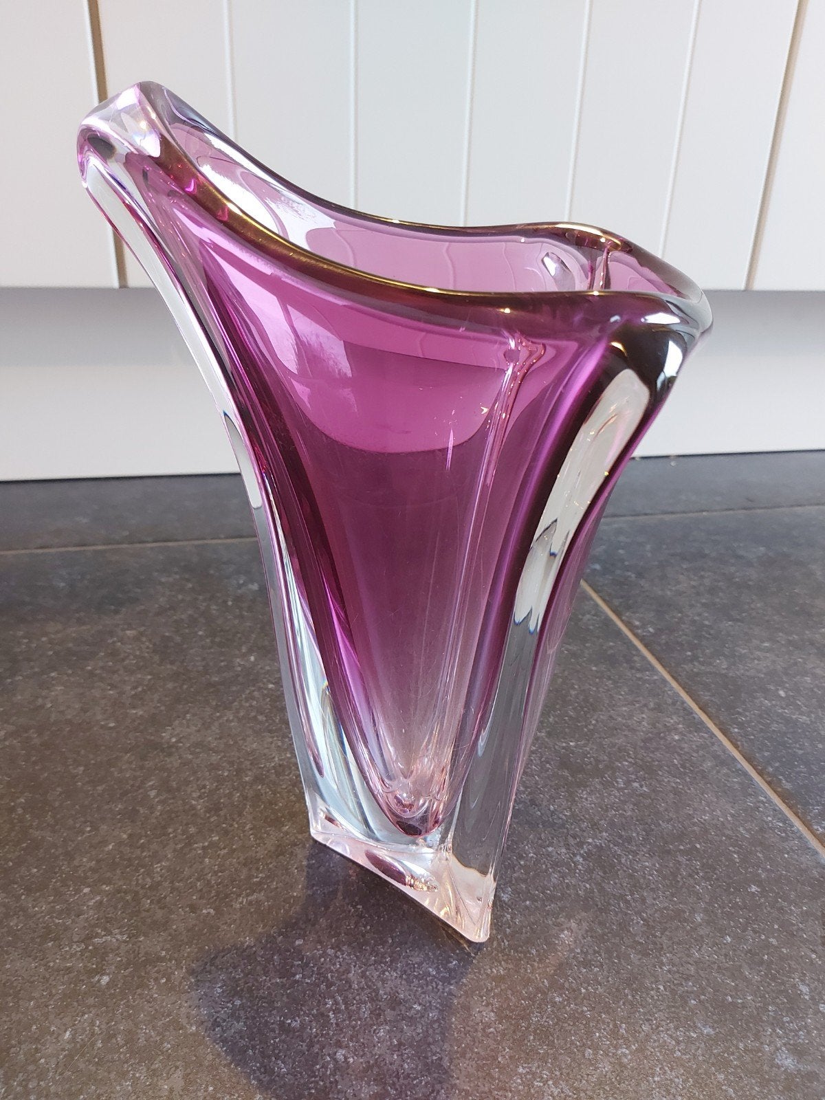 grote vintage glazen vaas - hoogte 32 cm, Ophalen, Gebruikt, 32 cm, Glas