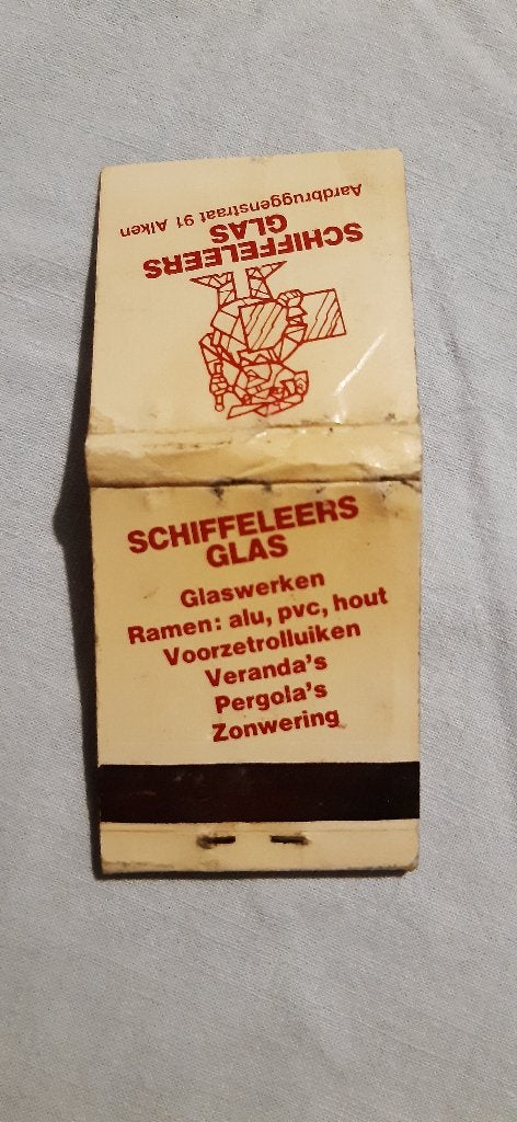 lucifermapje Schiffeleers glas  luciferdoosje, Verzamelen, Ophalen of Verzenden, Luciferdoosjes of -merken