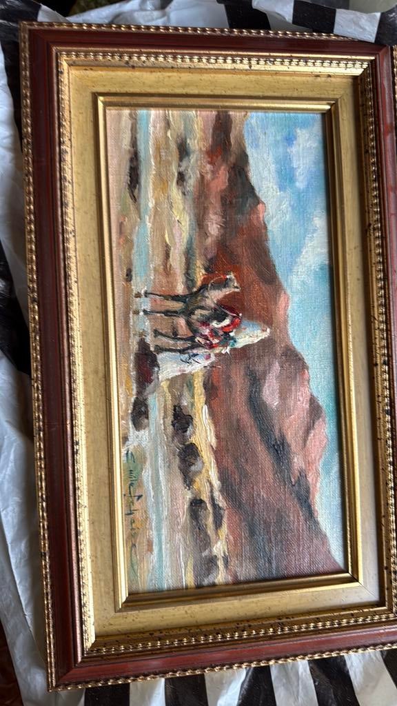 Tableau peinture representsnt un chameau dans un desert, Antiquités & Art, Enlèvement ou Envoi