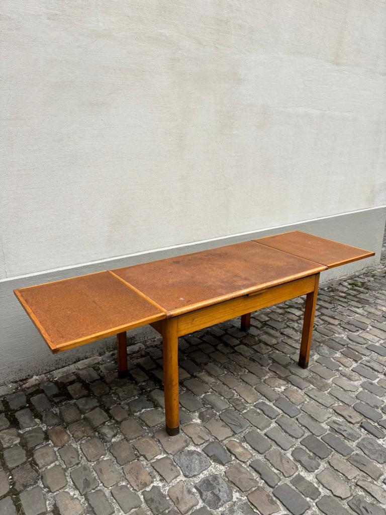 Art deco eet- of bureautafel in hout (uitschuifbaar), Antiek en Kunst, Antiek | Meubels | Tafels, Ophalen