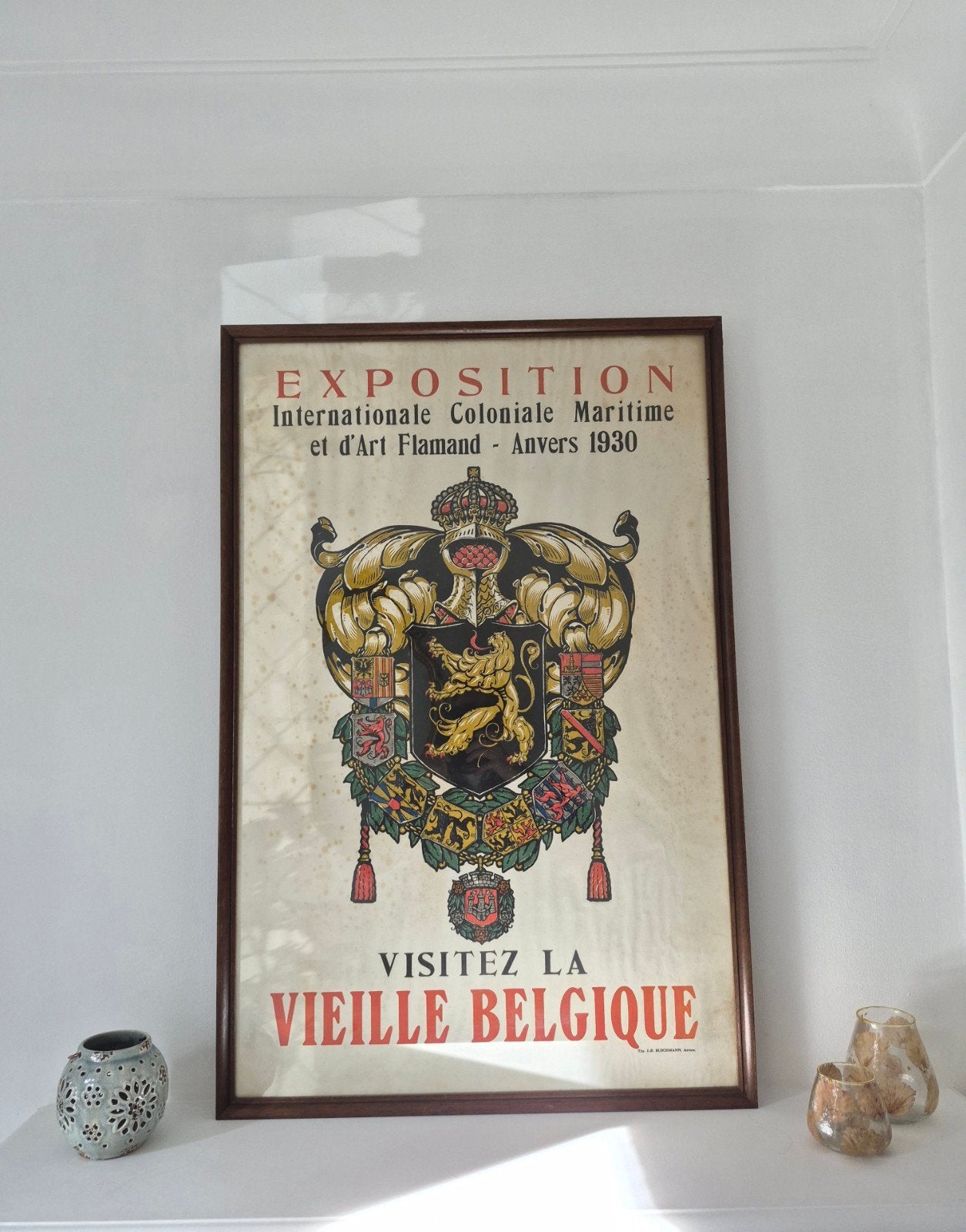 Prachtige Originele litho "Vieille Belgique", Encadré, Enlèvement