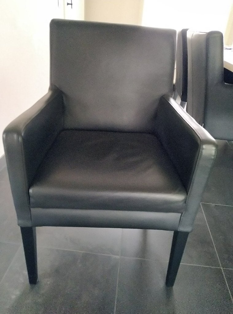 prachtige echt lederen armstoelen perfecte staat 6x, Ophalen, Zwart, Hout, Zo goed als nieuw