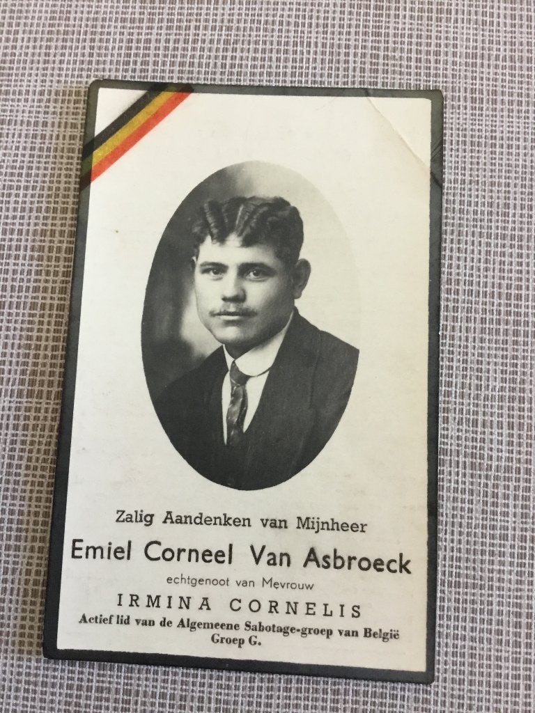Oorlogsslachtoffer Van Asbroeck Waver +Flossenburg 1945, Verzamelen, Bidprentjes en Rouwkaarten, Verzenden, Bidprentje