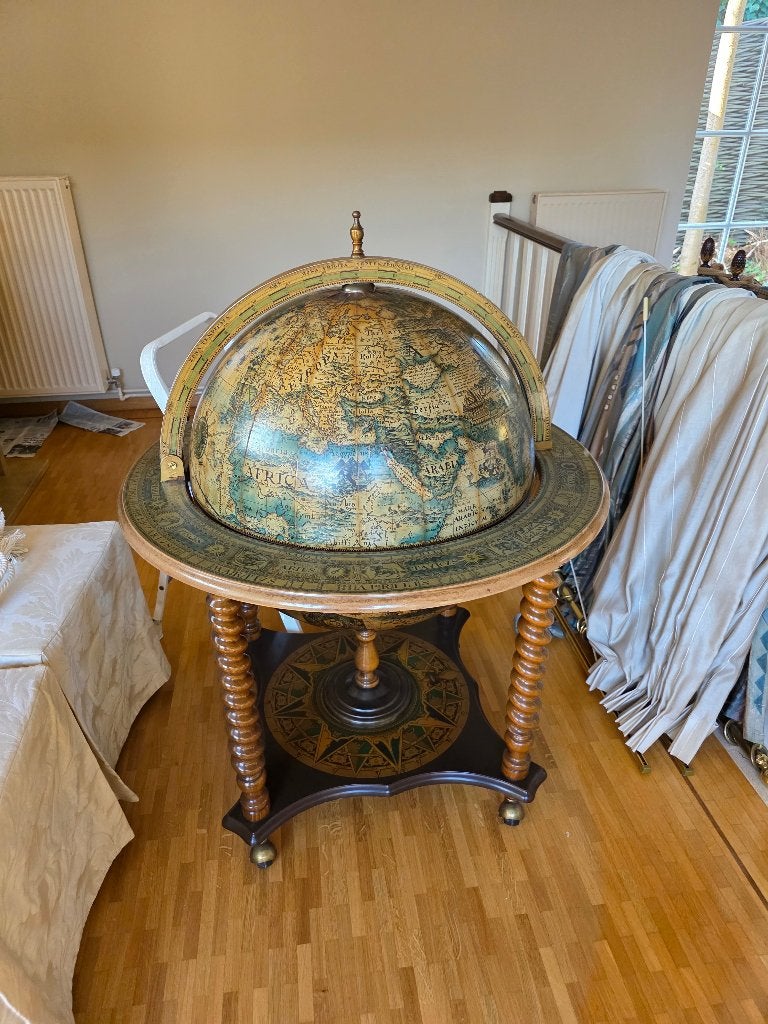 Grote Antieke Globus Bar op Wieltjes, Ophalen, Gebruikt, 86 cm, Globebar