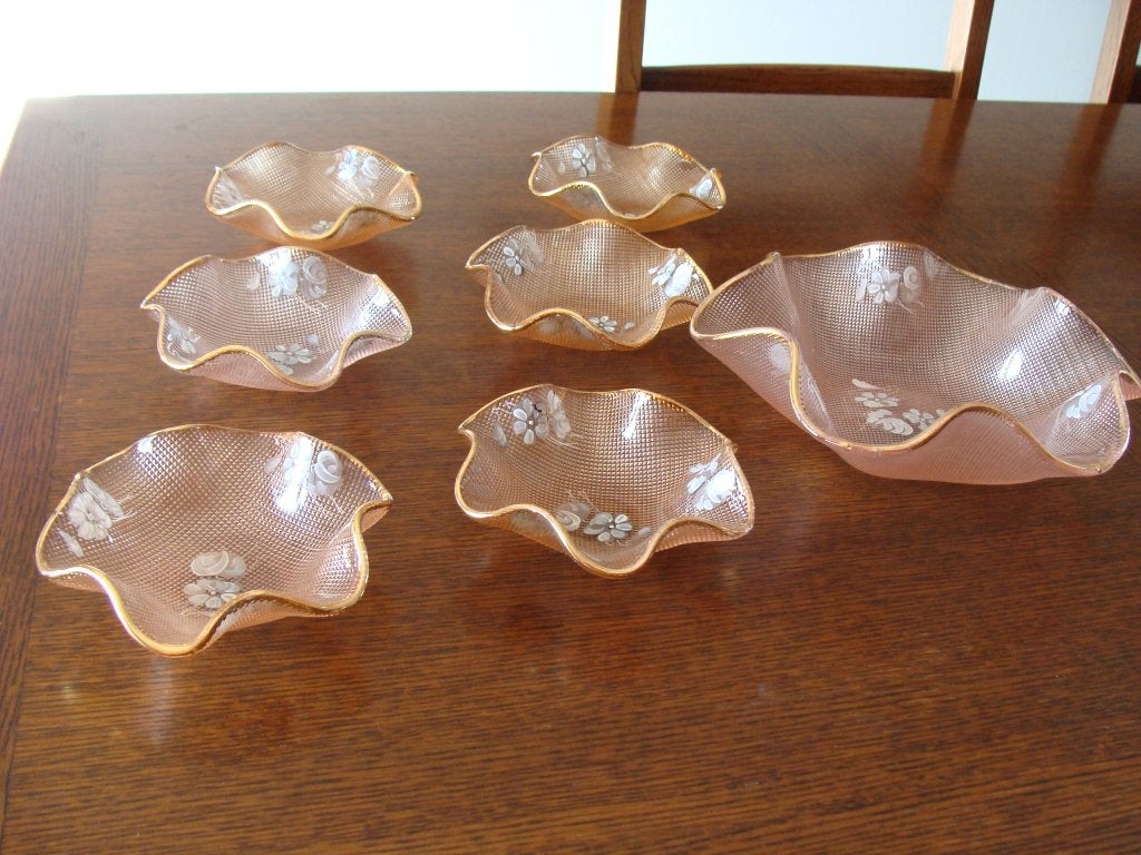 ancien beau service macédoine de fruits en cristal biseauté, Ophalen