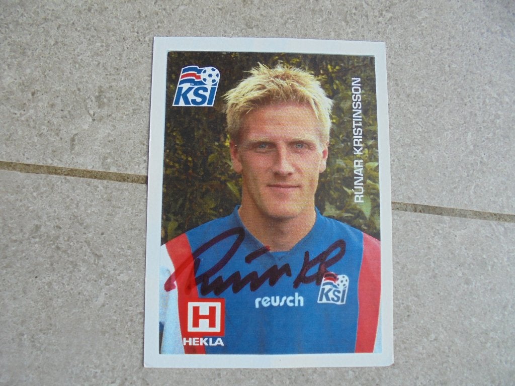 Gehandtekende foto voetballer Runar Kristinsson, Envoi, Photo