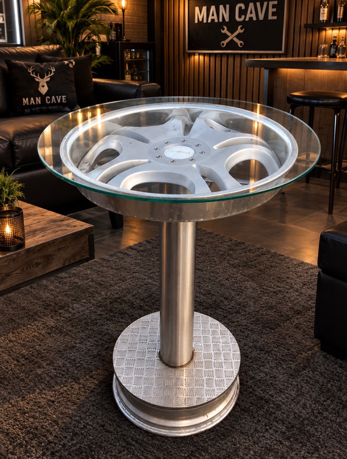 Table fabriquée par une jante, Maison & Meubles, Enlèvement, Comme neuf