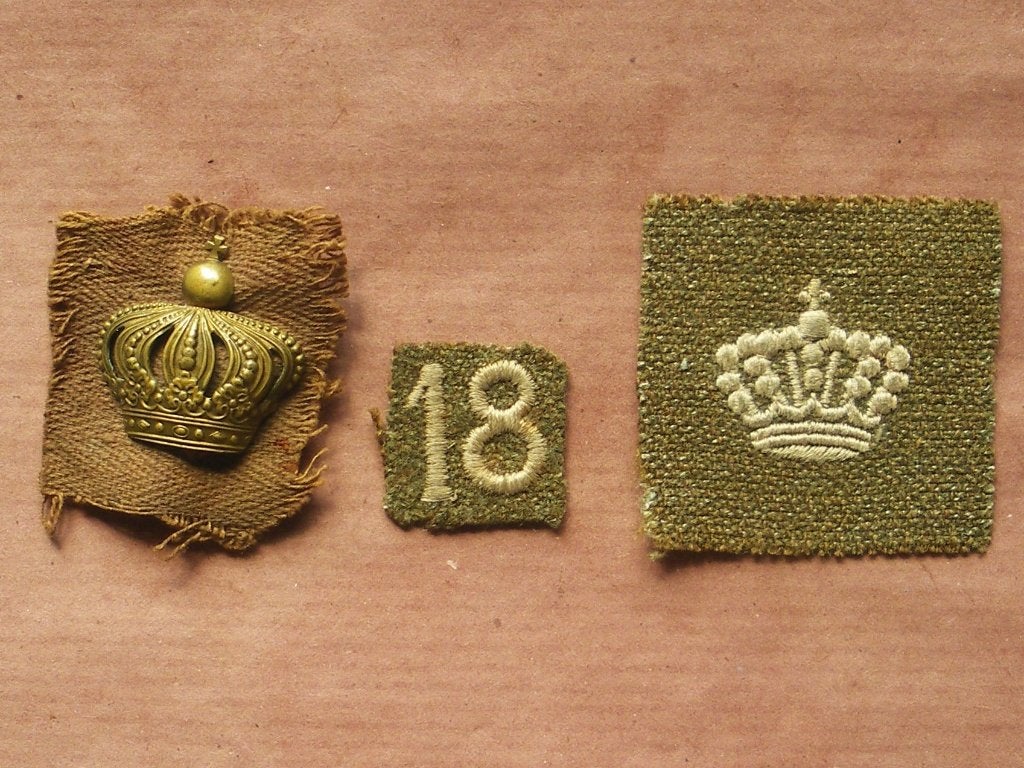 18eme bataillon fusiliers belges Léopold III insignes 1945, Envoi, Armée de terre, Emblème ou Badge