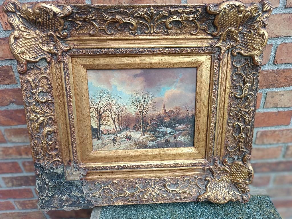 Antique oil painting the 18th centuy, in frame BIGGS & SONS., Antiek en Kunst, Ophalen of Verzenden