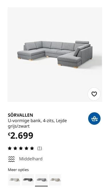 U-zetel IKEA, Huis en Inrichting, Ophalen, Zo goed als nieuw