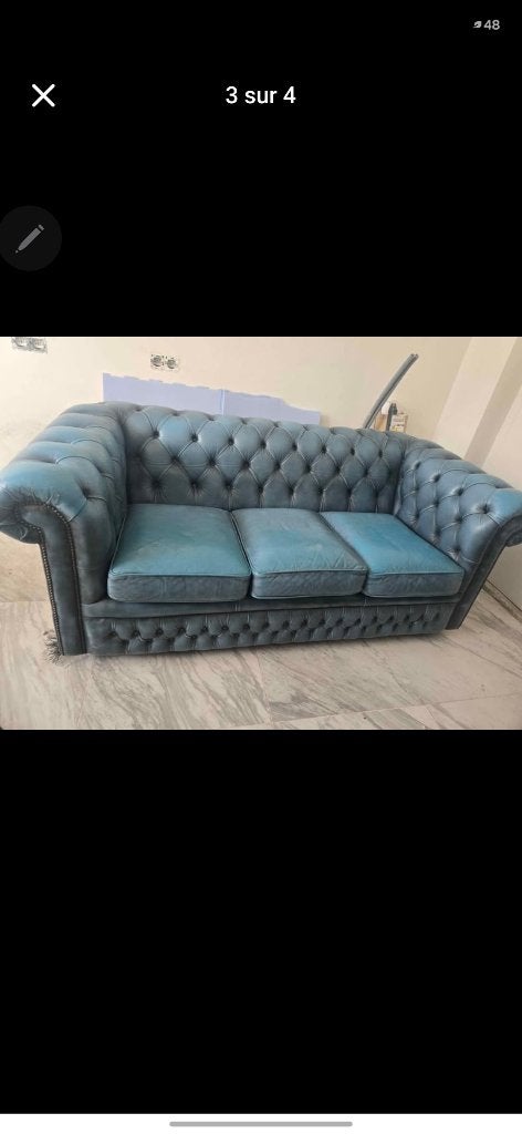 Chesterfield, Maison & Meubles, Canapés | Salons, Trois personnes, 150 cm ou plus, 200 à 250 cm, Enlèvement