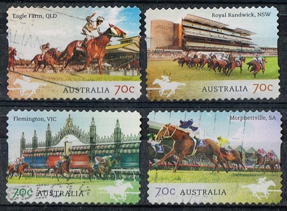 Postzegels uit Australie - K 6145 - paarden renbanen, Verzenden, Gestempeld