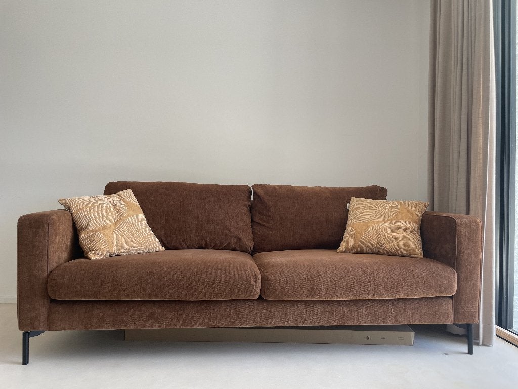 ️ Canapé 3 places design – État impeccable, Maison & Meubles, Canapés | Salons, 200 à 250 cm, Intemporel - Brun écureuil, Banc droit