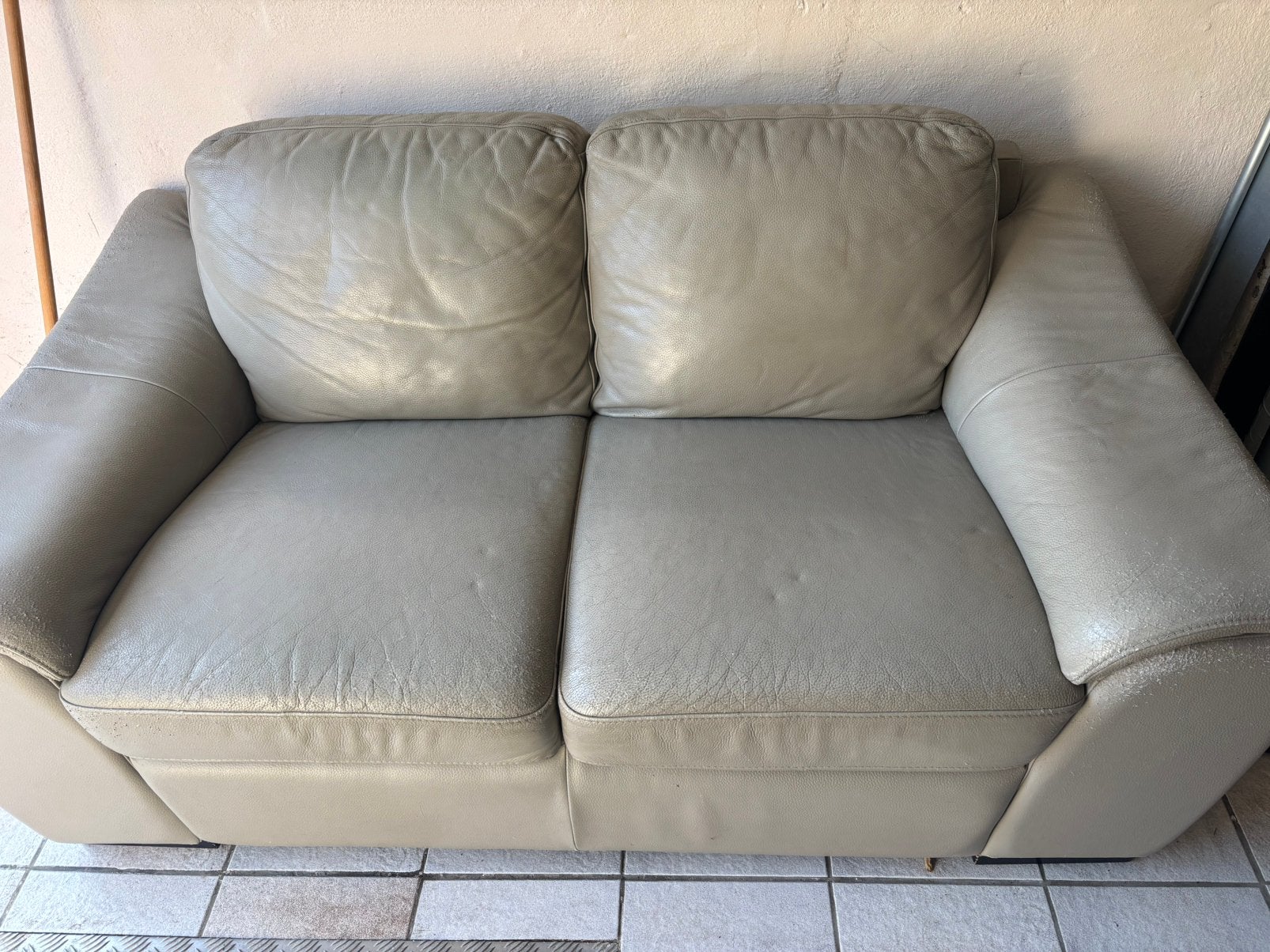 Lederen zetel GRATIS, Moins de 75 cm, Enlèvement, Utilisé, 150 à 200 cm