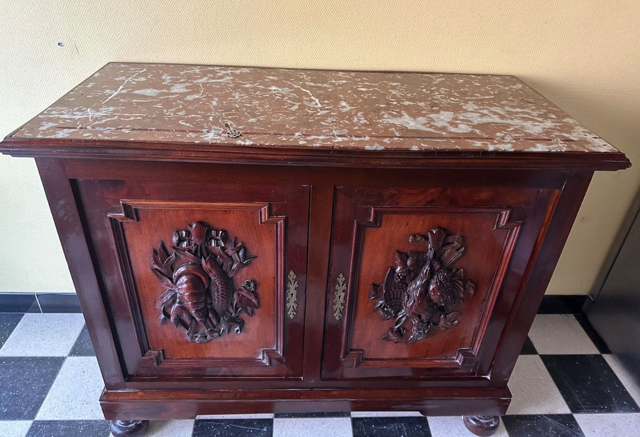Meuble bois massif et marbre, Maison & Meubles, Enlèvement ou Envoi, Comme neuf