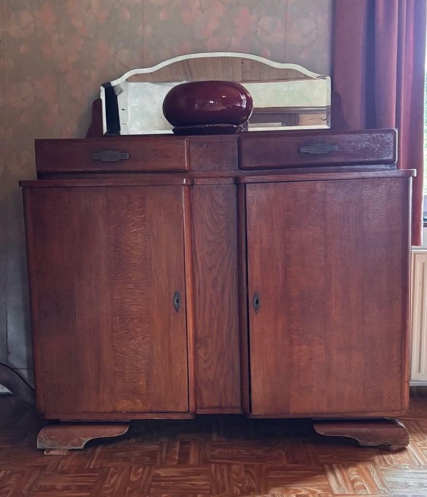 Magnifique commode de style Art Déco en bois massif, avec mi, Enlèvement