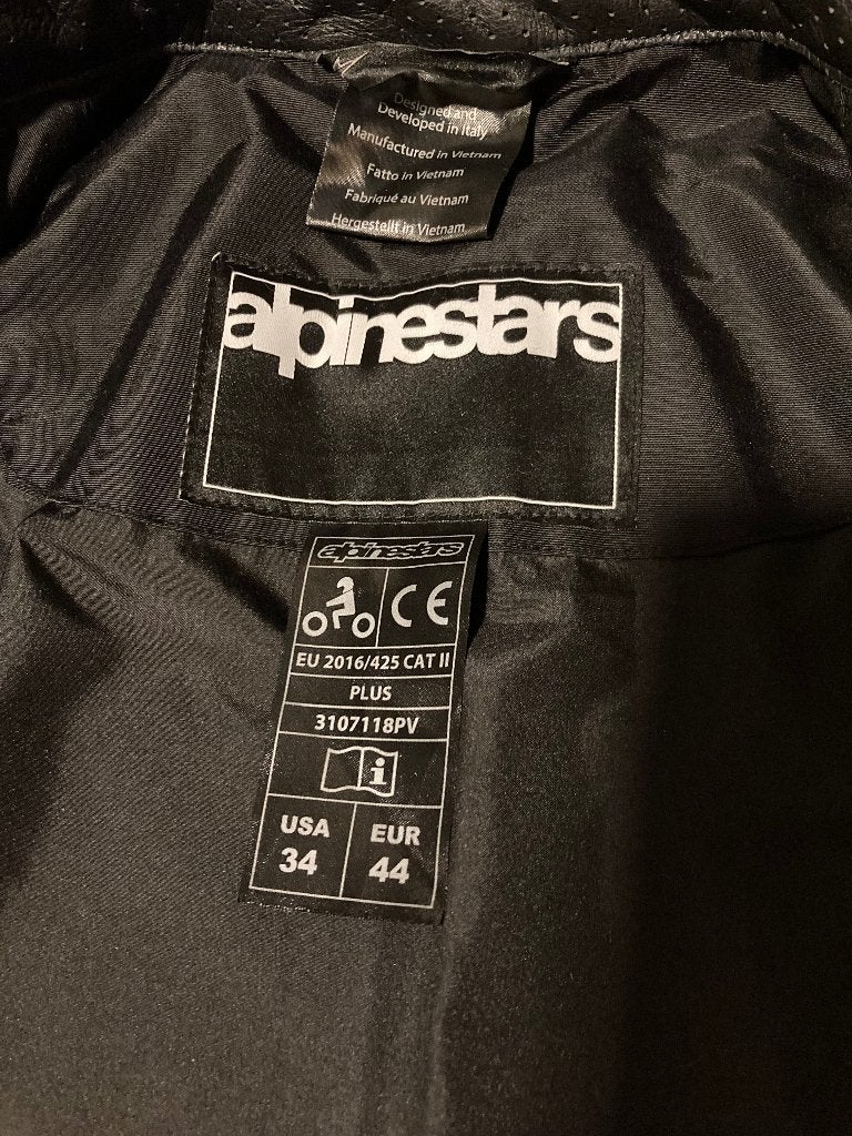 Veste moto cuir Alpinestars Honda Brera Airflow T44+dorsale, Motos, Enlèvement, Manteau | cuir, Alpinestars