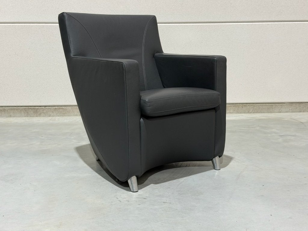 Fauteuil Leolux Dolcinea – cuir gris – comme neuf, 75 à 100 cm, Comme neuf, Enlèvement, 50 à 75 cm
