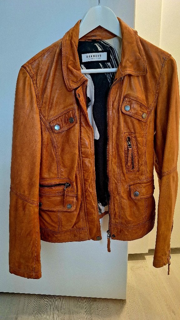 Winterjas oakwood leder., Kleding | Dames, Ophalen, Zo goed als nieuw