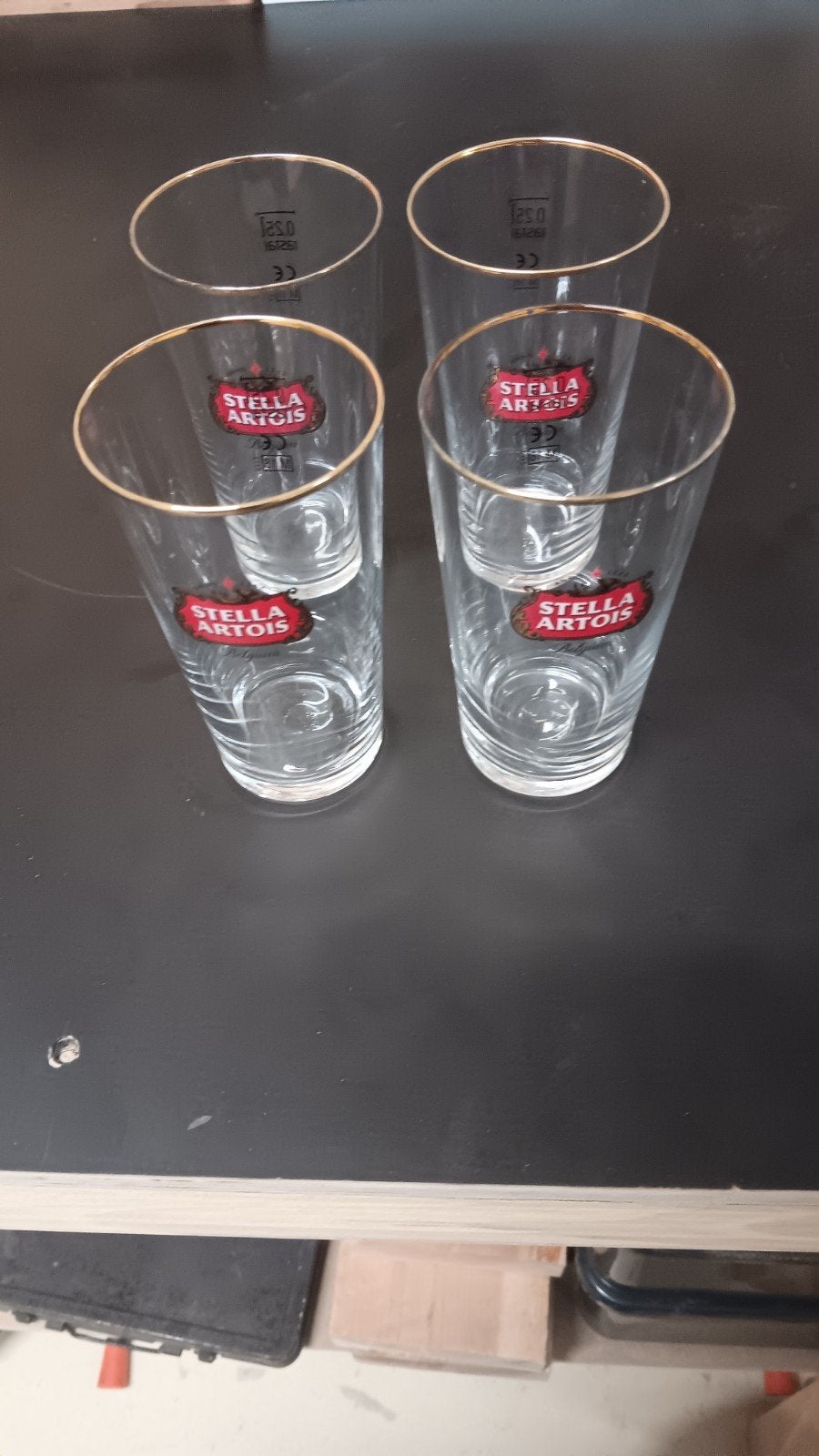 4 stella boerekesglazen, Verzamelen, Ophalen of Verzenden, Gebruikt, Bierglas