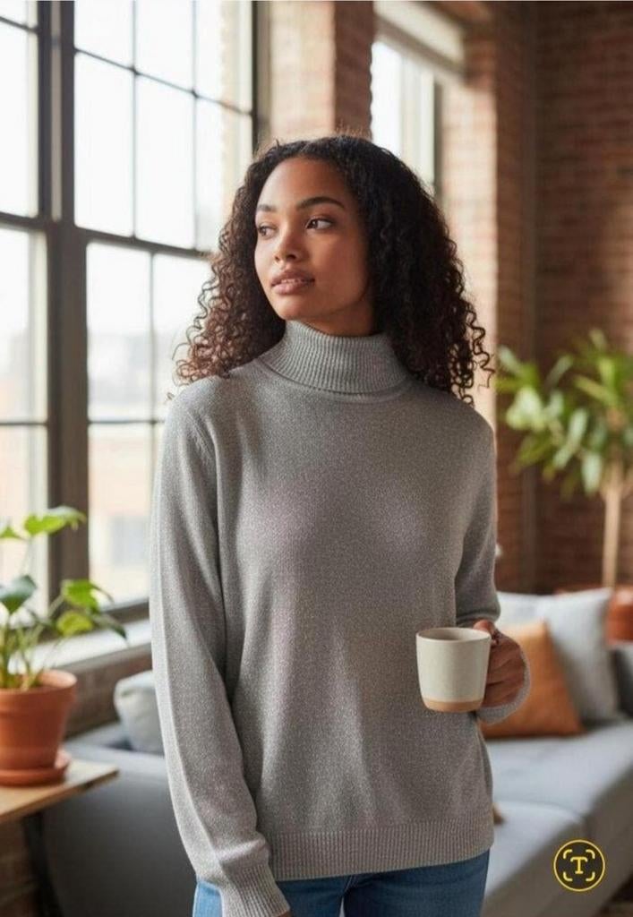 Pull gris à paillettes fines taille S, Enlèvement ou Envoi, Porté, Taille 36 (S), Gris