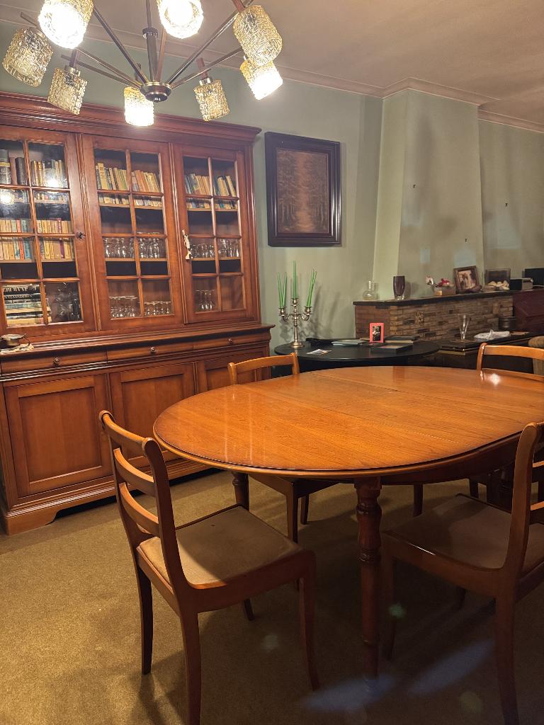 Vintage houten vitrinekast / buffetkast, Ophalen, Met deur(en), 200 cm of meer, 150 tot 200 cm