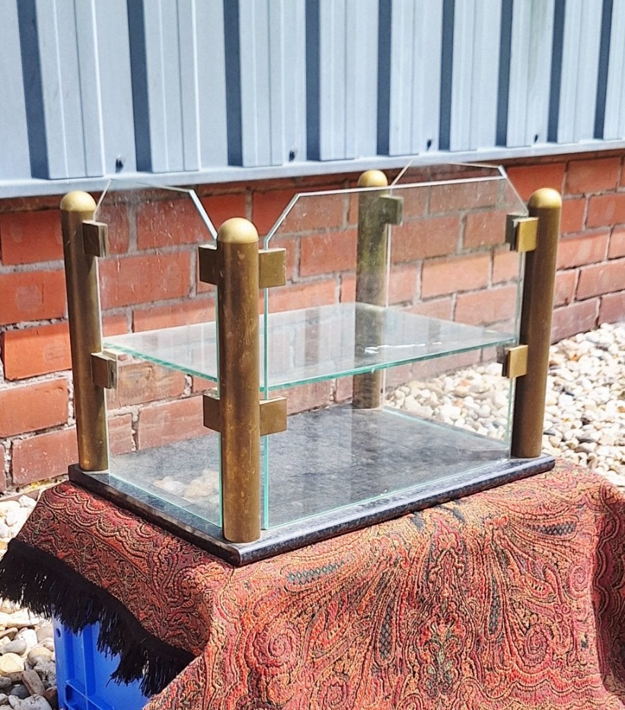 Vintage toonbank opzet vitrine kast, horecavitrine., 25 à 50 cm, Avec tablette(s), Verre, Moins de 100 cm