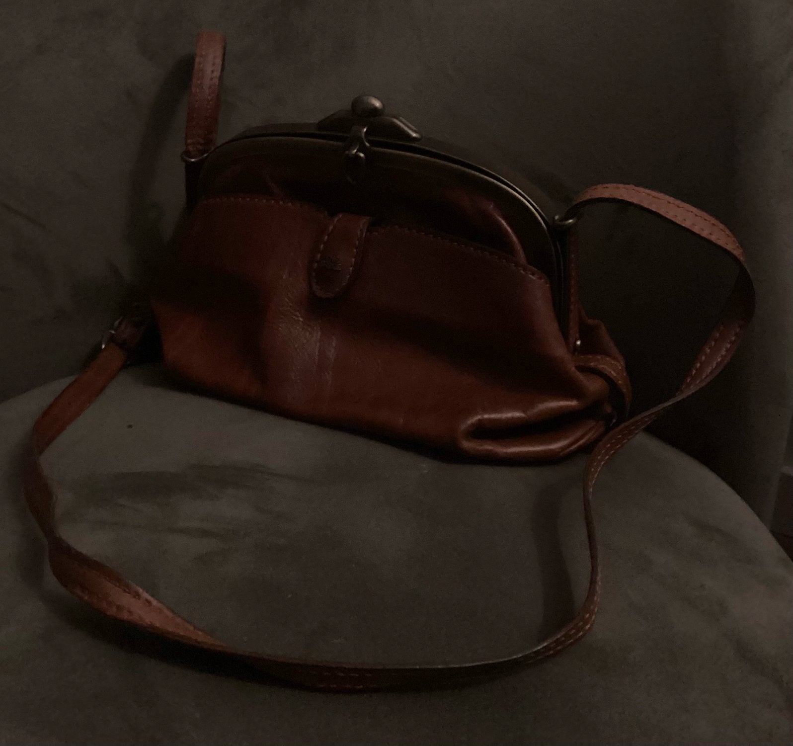 THE BRIDGE,PRACHTIGE VINTAGE LEREN TAS ,MADE IN ITALY!MOOI !, Handtassen en Accessoires, Verzenden, Zo goed als nieuw, Bruin, Schoudertasje