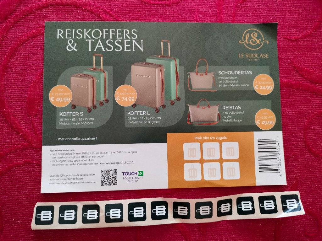 12 stickers reiskoffers tassen Delhaize sparen zegels, Verzamelen, Ophalen of Verzenden