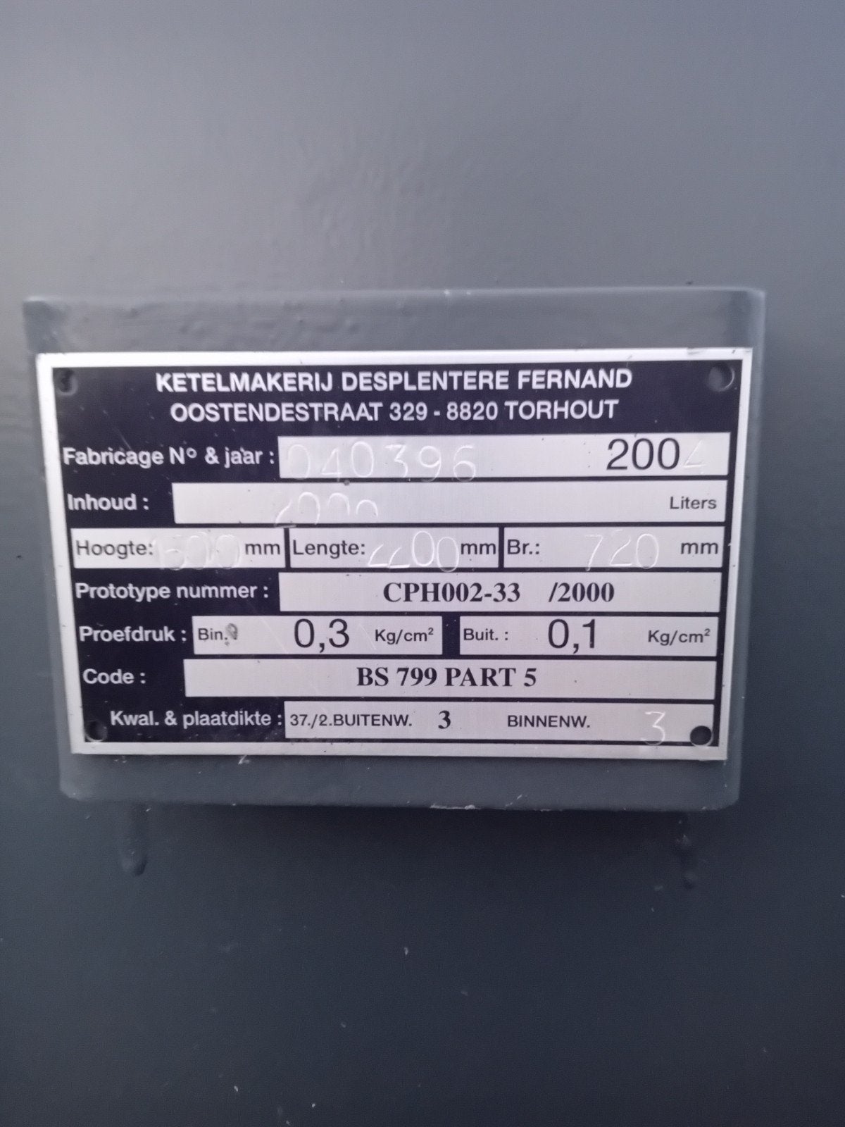 Dubbelwandige mazouttank 2000 liter, Ophalen