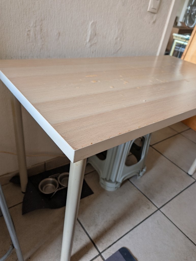 Table - Aspect bois et métal, Maison & Meubles, Tables | Tables à manger, Utilisé, 50 à 100 cm, 100 à 150 cm, Cinq personnes ou plus